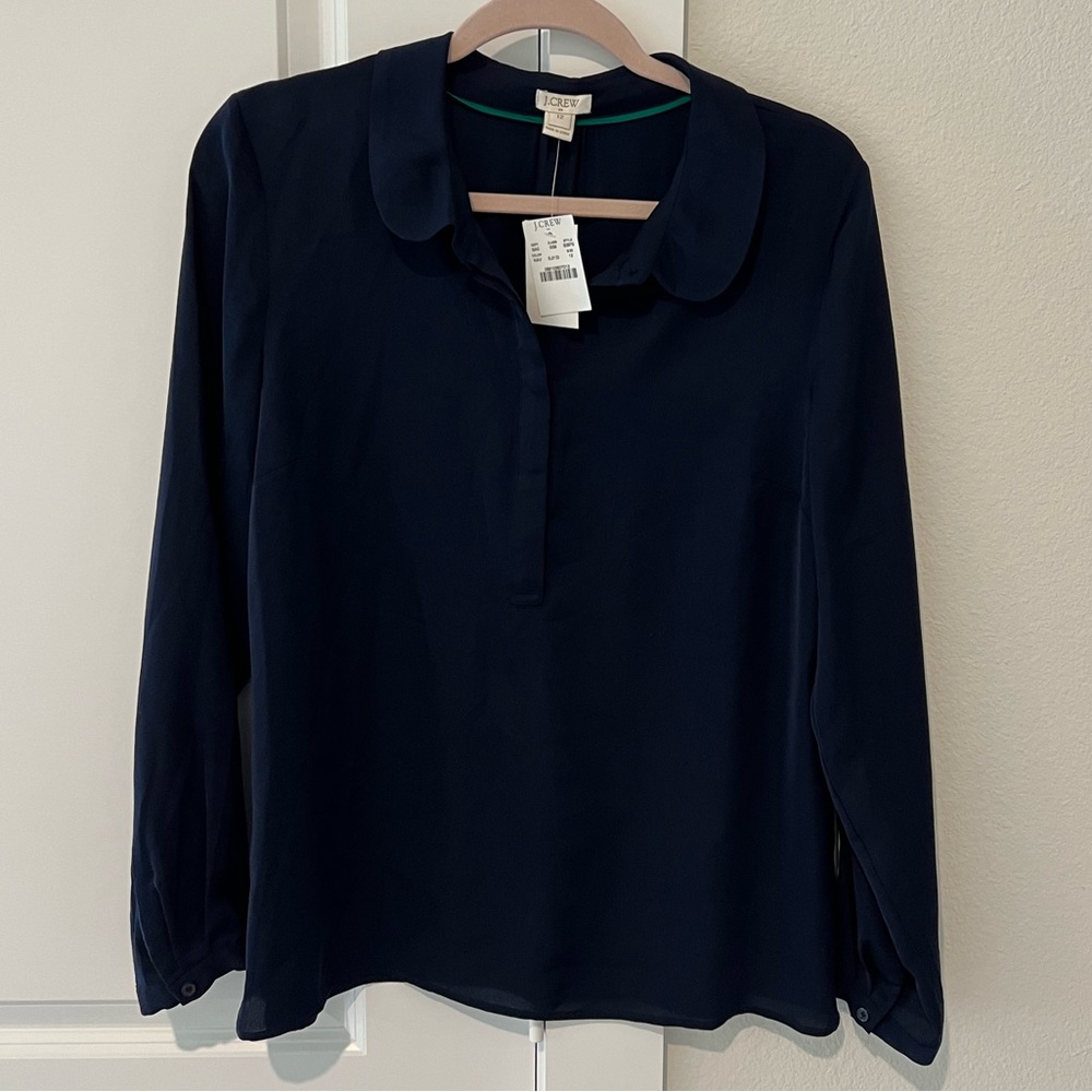 J. Crew Navy Collared Top
